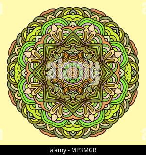 Ornament Hand gezogene Karte Mandala bunt. Geometrische Kreis Element im Vektor. Perfekte Karten für jede andere Art von Design, Geburtstag und andere Hol Stock Vektor