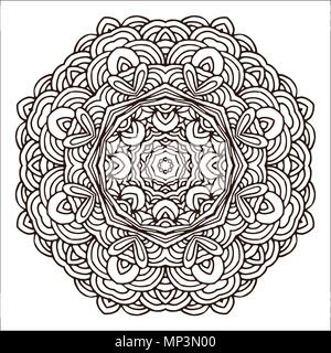 Hand gezeichnet Mandala bunt. Geometrische Kreis Motiv für Design, Einladungskarten und Elemente für Yoga Symbol etc. Stock Vektor