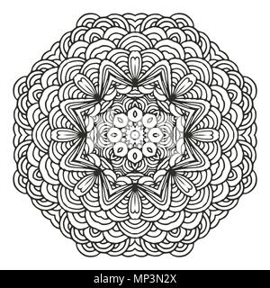 Hand gezeichnet Mandala Muster. Geometrische Kreis Motiv für Design, Einladungskarten und Elemente für Yoga Symbol etc. Stock Vektor