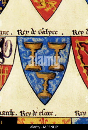 . Galego: Representación tun Escudo tun Sie y de Galyce' Roll kein Wappen inglés coñecido Como egar'. Realizado keine Ano 1282 loce un listado de Escudo entre os que se atopa Este alusivo Ao sind y de Galyce" flanqueado por un Escudo tun Sie y de Espagne' e Outros tun Sie y de Navarra". 1282. Unbekannt 1048 Reino de Galicia - Königreich Galizien - segars Roll Stockfoto