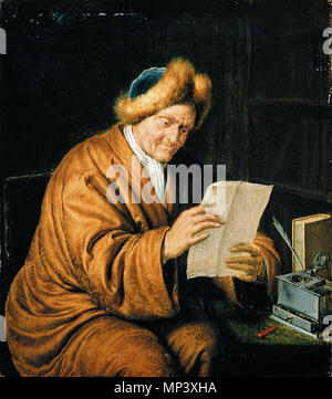 Ein alter Mann Lesen 1729. 1261 Willem van Mieris - Ein alter Mann Lesung: WGA 15649 Stockfoto