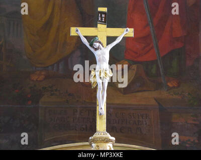 . Elsass, Bas-Rhin, Truchtersheim, Église Saints-Pierre-et-Paul (IA 67000997). Autel - altargemälde de Saints-Pierre-et-Paul (1750): Dieses Objekt ist Inscrit Monument Historique in der Basis Palissy, Datenbank der Französische Möbel Erbe des französischen Ministeriums für Kultur, unter den Referenzen PM 67001517 und 67009985. Brezhoneg | Deutsch | English | Español | English | Deutsch | Français | Magyar | Italiano | Plattdüütsch | Português | +/- Tableau Saint-Pierre et Saint-Paul (Inconnu, huile sur toile, 50 cm de Haut, XVIIIe): Dieses Objekt ist Inscrit Monument Historique in der Basis Palissy, databas Stockfoto