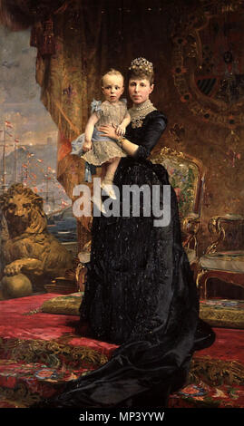 Q 23901246. Englisch: Maria Christina von Österreich, Königin dowager und regentin von Spanien, holding König Alfonso XIII Català: Retrat de la Reina Maria Cristina d'Habsburg-Lorena i el Seu füllen Alfons XIII (1890), Oli sobre Tela, 251 x 153 cm (Inv. 244) Español: Retrato de la Reina María Cristina de Habsburgo-Lorena y su hijo Alfonso XIII (1890), óleo sobre Tela, 251 x 153 cm (Inv. 244) Reial Acadèmia Catalana de Belles Arts de Sant Jordi name Reial Acadèmia Catalana de Belles Arts de Sant Jordi Lage Barcelona (Spanien) Koordinaten 41° 22' 56.65" N, 2° 11' 00.91" E Gegründet 1850 Stockfoto