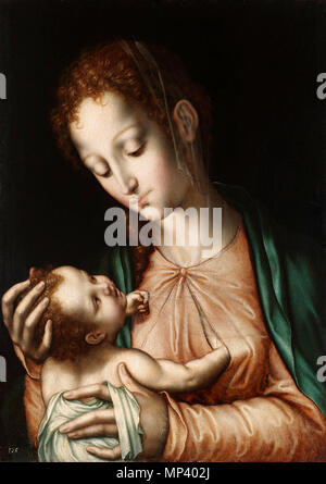 La Virgen de la Leche. Español: La Obra Vertreter a la Virgen María amamantando a su hijo, El Niño Jesús. . Ca. 1565. 833 Luis de Morales 016 Stockfoto