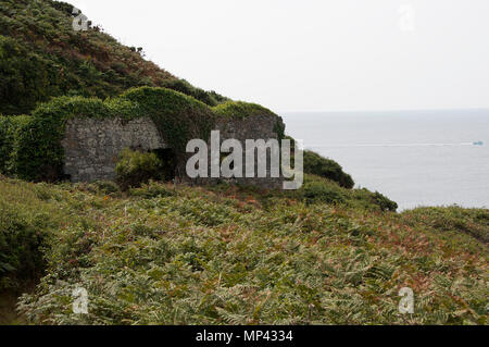 Verlassene Silbermine auf Sark Stockfoto