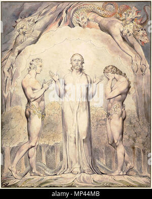 . Watercolor Illustration zu Milton's Paradise Lost von William Blake. 1808. Kunst von William Blake 960 ParadiseLButts 10. Stockfoto