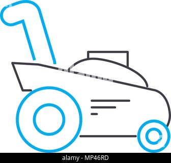 Mähen von Gras lineare Symbol Konzept. Mähen von Gras Linie vektor Zeichen, Symbol, Abbildung. Stock Vektor