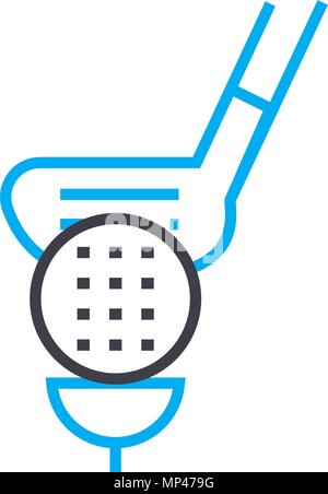 Golf spielen lineare Symbol Konzept. Golf Linie vektor Zeichen, Symbol, Abbildung. Stock Vektor