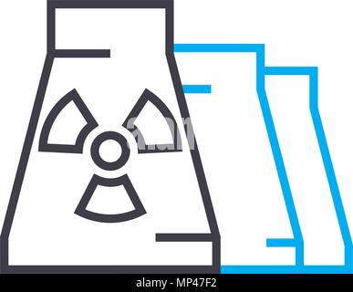 Produktion radioaktiver Stoffe lineare Symbol Konzept. Produktion radioaktiver Stoffe Linie vektor Zeichen, Symbol, Abbildung. Stock Vektor