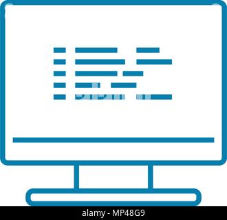 Auf Monitor lineare Symbol Konzept umgestellt. Auf monitor Linie vektor Zeichen, Symbol eingeschaltet, Illustration. Stock Vektor