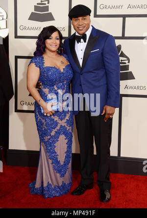 LL Cool J, Simone Johnson auf der 57. jährlichen Grammy Awards im Staples Center in Los Angeles. Februar 8, 2015. LL Cool J, Simone Johnson - - - - - - - - - - - - - Red Carpet Event, Vertikal, USA, Filmindustrie, Prominente, Fotografie, Bestof, Kunst, Kultur und Unterhaltung, Topix Prominente Fashion/Vertikal, Besten, Event in Hollywood Leben - Kalifornien, Roter Teppich und backstage, USA, Film, Stars, Film Stars, TV Stars, Musik, Promis, Fotografie, Bestof, Kunst, Kultur und Unterhaltung, Topix, Vertikal, Familie von aus dem Jahr 2015, Anfrage tsuni @ Gamma-U Stockfoto