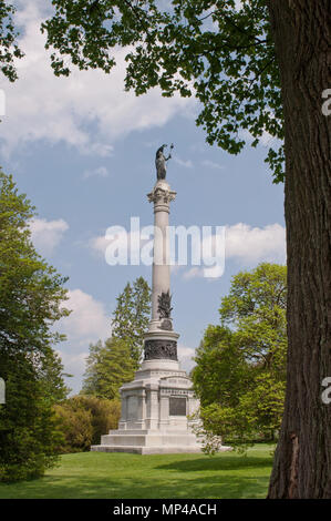 GETTYSBURG, PENNSYLVANIA 5-15 2018 der New York Monument, das sich in der Gettysburg National Cemetery Stockfoto