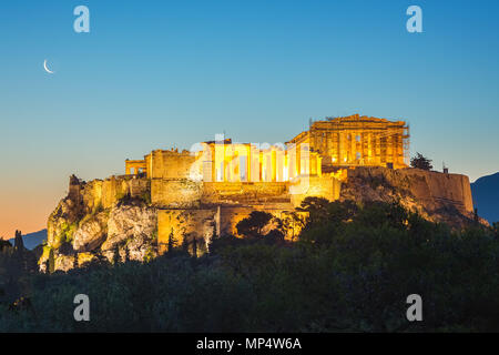 Sonnenaufgang über Parthenon, Akropolis von Athen, Griechenland Stockfoto