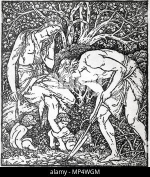 . Englisch: Artwork von E.Burne-Jones, April 1888, für das erste Buch Edition von William Morris' ein Traum von John Ball. Zeigt die Couplet" geforscht, als Adam und Eva span/Wer war dann der Herr?' Die internationale Popularität in verschiedenen germanischen Sprachen als equalitarian Slogan während des Mittelalters hatte. 1888. Edward Burne-Jones (1833 - 1898) Alternative Namen Sir Edward Coley Burne-Jones Beschreibung britische Maler Geburtsdatum / Tod 28. August 1833 vom 17. Juni 1898 Ort der Geburt / Todes Birmingham (West Midlands) in London arbeiten Ort London, Venedig, Florenz, Behörden Stockfoto