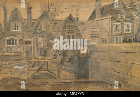 Sien's Mutter Haus/Häuser aus dem Fenster auf der Rückseite des Hauses der sien Mutter Den Haag, Mai 1882 gesehen. 1224 Vincent van Gogh - Sien's Mutter Haus (1882) Stockfoto