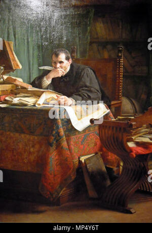 Niccolò Machiavelli in seiner Studie 1894. 1142 Stefanoussi 1894 Stockfoto
