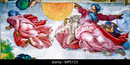 . Von Michelangelo 7/8 - Erstellung von Sonne Mond und Planeten.jpg;. 19. Oktober 2013. Michelangelo (1475 - 1564) Alternative Namen Michelangelo di Lodovico Buonarroti Simoni Beschreibung italienischer Maler, Bildhauer, Architekt, Dichter und Erfinder Geburtsdatum / Tod vom 6. März 1475 18. Februar 1564 Ort der Geburt / Todes Caprese Michelangelo Rome Arbeit Periode von 1487 bis 1564 Standort Florenz (1487-1494), Bologna (1494-1496), Rom (1496-1501), Florenz (1501-1505), Rom (1505-1506), Florenz (1506-1508), Rom (1508-1516), Florenz (1516-September 1529), Venedig (September 1529 - Keine Stockfoto