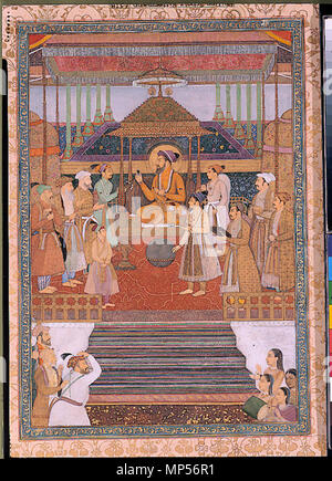 . Englisch: Serie Titel: Padshahnama Anzeige Artist: "Abid, Sohn von aqa Riza Erstellungsdatum: 1640 Display Abmessungen: 14 7/16 in. x 9 27/32 in. (36,7 cm x 25 cm) Kreditlinie: Edwin Binney 3 Sammlung Beitritt Artikelnummer: 1990.352 Sammlung: <a href='Http://www.sdmart.org/art/our-collection/asian-art' rel='nofollow'> Die San Diego Museum der Kunst</a>. 6. September 2011, 14:05:22. Englisch: thesandiegomuseumofartcollection 1172 Der Kaiser Shah Jahan auf die" "Pfauenthron"" (6124501635) Stockfoto