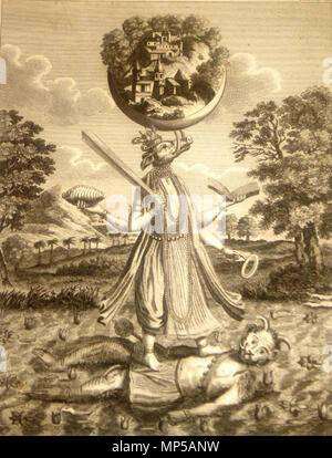 . Englisch: "Die Bamun Avatar, der die herrlichen Bali Orbelus verlosen die Herrscherrolle anmaßen Reich der Welt, dem verschleierte Vishnu", ein Kupferstich, 1790, vermutlich auf Valentijn 1726 Quelle: ebay, Dez. 2005 Mehr Kupferstiche aus der gleichen Serie, scheinbar aus einer englischen Übersetzung des niederländischen Valentijn's Arbeit "Zaaken van den Godsdienst", 1726: Die matsya Avatar, oder der ersten Inkarnation von Veeshnu in Form eines Fisches heiligen Bücher während der Flut * Die Vara Avatar oder zweite Inkarnation des Veeshnu in Form von einem Eber auf seine Stoßzähne das Ohr zu unterstützen verloren gegangene Stockfoto