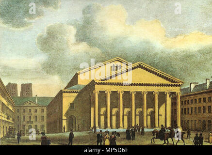 . Englisch: Postkarte aus dem 19. Jahrhundert Malerei der Royal Mint theater Nederlands: Briefkaart met afbeelding van een 19 de schilderij eeuws van koninglijke muntschouwburg. zwischen 1825 und 1860. Lithograph Henri Borremans 772 Koninklijke Muntschouwburg Brussel Stockfoto