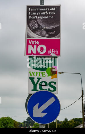 Ja und Nein Plakate in Ballineen, County Cork, Irland, in Bezug auf das irische Referendum über Abtreibung Freitag, 25. Mai 2018. Stockfoto