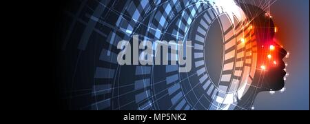 Zusammenfassung der Künstlichen Intelligenz. Technologie web Hintergrund. Virtuelle Konzept Stock Vektor