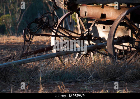 Quorn South Australia, veraltete hölzernen Wagen am Nachmittag Licht Stockfoto