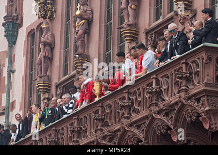 Empfang des deutschen Cup Gewinner 2018 Eintracht Frankfurt auf dem Balkon der Römer, Frankfurt am Main, Deutschland Stockfoto