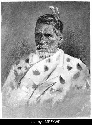 Gravur der Maori chief Rewi Mani Poto, Neuseeland. Von der malerischen Atlas von Australasien Vol. 3, 1886 Stockfoto