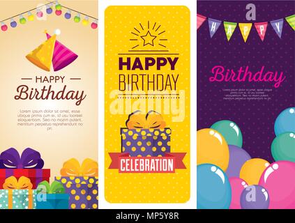 Geburtstagsfeier stellen icons Stock Vektor