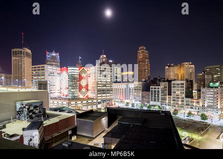 Blick auf die Innenstadt von Detroit, USA, von oben Stockfoto