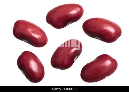 Rote Bohnen (Phaseolus vulgaris), frische Samen, Ansicht von oben Stockfoto