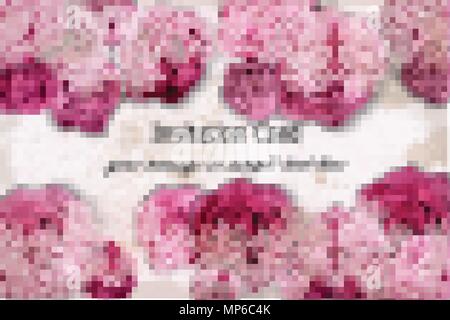 Einladungskarte mit rosa Blüten und zarter Spitze Dekor. Vector Illustration Stock Vektor