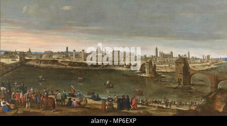 Español: Vista de la Ciudad de Zaragoza 1647. 1241 Vista de Zaragoza en 1647 Stockfoto