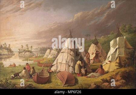 Indian Camp am Lake Huron 1848 - 1850. 756 Kane Lake Huron Öl Stockfoto