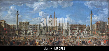 1031 Préparation du Feu d'artifice Platz Navone, Pannini (Louvre INV415) 02 Stockfoto