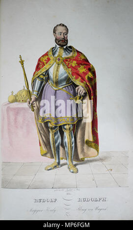 . English: Rudolf II. (1552-1612), Röm.-deutscher Kaiser, König von Böhmen, Ungarn usw. Lithographie von Josef Kriehuber nach einer Zeichnung von Moritz von Schwind aus ungerns Erste Heerführer Herzoge und Koenige In einer Reihe von Bildnissen von Bela bis in Seine Majestät Kaiser Franz I. von Österreich König von Ungern &c., &c. Wien: lithographisches Institut; Ca. 1828. 1828. 1077 Rudolf II Litho Stockfoto