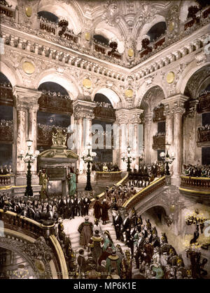 . Das Opernhaus, die Einweihung des Opera, Paris, Frankreich, am 5. Januar 1875. Fotomechanischen Farbe drucken eines Gemäldes von Édouard Detaille. Die ursprüngliche Malerei (C. 1878, Gouache auf Papier, 66,5 x 50,7 cm) ist bei den Versailler Museum [1]. Zwischen der Ca. 1890 und Ca. 1900. Fotograf: unbekannt Maler: Édouard Detaille (1848-) Alternative Namen Jean-Baptiste-Édouard Detaille Beschreibung Französische Maler Geburtsdatum / Tod vom 5. Oktober 1848 vom 23. Dezember 1912 / 24 Dezember 1912 Ort der Geburt / Todes Paris Paris arbeiten Zeitraum Français: Seconde moitiée du XIXe siècle Thema Stockfoto