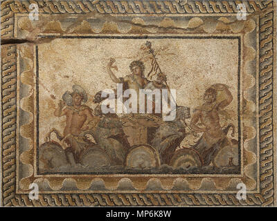 . Englisch: Epiphanie des Dionysos Mosaik, von der Villa von Dionysos (2. Jh. nach Chr.) in Dion, Griechenland. Jetzt in das Archäologische Museum von Dion. 5. Oktober 2015, 15:09:29. Anonym 906 MosaicEpiphany-von-Dionysos Stockfoto