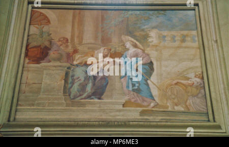 . Klosterkirche Mariä Himmelfahrt in Kladruby, Wandfresko im Langhaus (1726) - Motiv aus dem Leben Mariens: Mariä Heimsuchung. 2. August 2004. Cosmas Damian Asam (1739) Alternative Namen Cosmas Damian Asam, cosmas Asam; Cosm. Damian. Asam; wohl Cosmas Damian Asam; c. d. Asam; asam Beschreibung deutscher Maler und Architekt Geburtsdatum / Tod 29. September 1686 und 28. September 1686 10. Mai 1739 Ort der Geburt / Todes Benediktbeuern bei Bad Tölz Kloster Weltenburg Arbeitsort München, Bayern, Mannheim, Prag Authority control: Q 715693 VIAF: 20471140 ISNI: 0000 0000 8099 9408 ULAN: Stockfoto