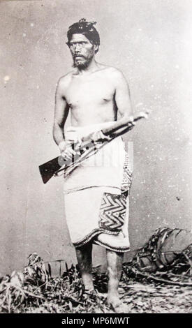 Maori Chief mit Europäischen Gewehr 19. 850 Maori Chief mit Europäischen gun, 19. Jahrhundert, Canterbury Museum, 2016-01-27 Stockfoto