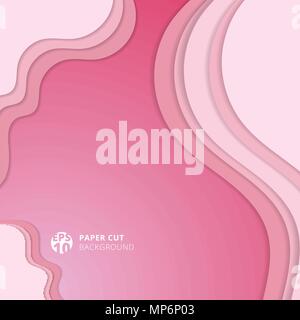 Abstrakte realistische weiche rosa Papier schneiden Hintergrund und mit gewellten Ebenen strukturiert. Vector Illustration Stock Vektor