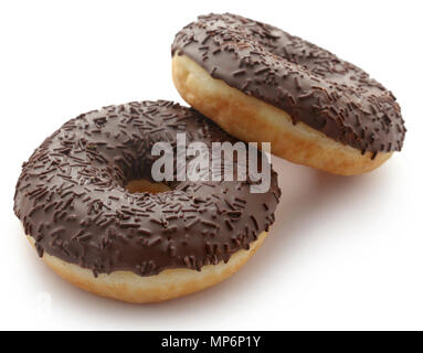 Schokolade donuts isoliert auf weißem Hintergrund Stockfoto