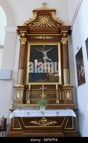 . Français: Elsass, Bas-Rhin, Église Saint-Martin de Bouxwiller (IA) 67009226 Autel secondaire de la Wehklage (1860): Dieses Objekt befindet sich in der Basis Palissy, Datenbank der Französische Möbel Erbe des französischen Kulturministeriums indiziert, unter der Referenz IM 67013097. Brezhoneg | Deutsch | English | Español | English | Deutsch | Français | Magyar | Italiano | Plattdüütsch | Português | +/- Tableau "Kreuzigung" (Caroline SORG, huile sur toile, 170 cm de Groß, 1860): Dieses Objekt befindet sich in der Basis Palissy, Datenbank der Französische Möbel Erbe des französischen Ministeriums für Kultur indiziert Stockfoto