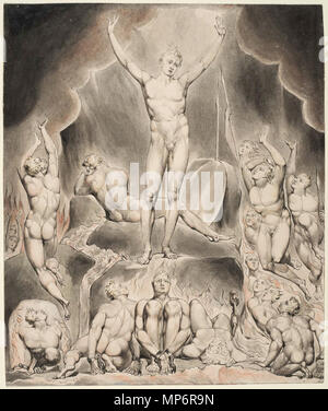 . Watercolor Illustration zu Milton's Paradise Lost von William Blake. 1807. Kunst von William Blake 960 ParadiseLThomas 1. Stockfoto