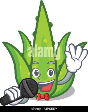 Singen aloevera Charakter Cartoon Stil Stock Vektor