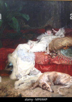 . Englisch: Portrait von Sarah Bernhardt. Im Salon von 1876 angezeigt, jetzt im Petit Palais, Paris. 13 April 2017, 13:28:46. Georges Clairin (1843-1919) Alternative Namen Georges Jules Victor Clairin; Jules-Georges-Victor Clairin; Clairin; g. clairin; Geo. clairin Beschreibung Französische Maler und Illustrator Datum der Geburt / Tod 11. September 1843, 2. September 1919 Ort der Geburt / Todes Paris Belle-Île-en-Mer Authority control: Q 1398223 VIAF: 8141920 ISNI: 0000 0001 1740 9767 ULAN: 500021209 95074887 LCCN: n GND: 116524928 WorldCat 1095 Sarah Bernhardt von Georges Clairin (1876) Stockfoto