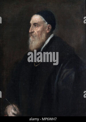 Selbstbildnis. Español: Autorretrato del Pintor italiano Tiziano Vecellio (C. 1490-1576), más conocido como Tiziano. . Ca. 1562. 1197 Tizian 090 FXD Stockfoto