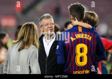 Barcelona, 20. Mai: Gerard Pique FC Barcelona mit seinem Vater während der Feier von La Liga Titel Stockfoto