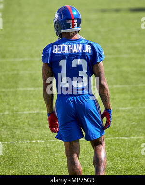 East Rutherford, New Jersey, USA. 21 Mai, 2018. New York Giants 'wide receiver Odell Beckham Jr (13) Während der organisierten Team Aktivitäten auf der Suche Diagnose Schulungszentrum in East Rutherford, New Jersey. Duncan Williams/CSM/Alamy leben Nachrichten Stockfoto